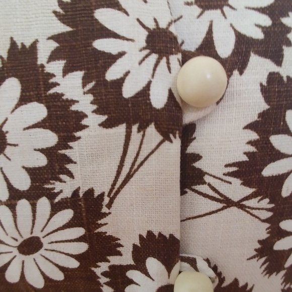 Vintage 60s Blazer Tapestry Brown & White Floral - Picture 5 of 9